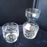 Glass night server with screen-printed decor