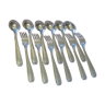 Couverts Argental 6 cuillères 6 fourchettes en métal argenté 21 cm Art Déco