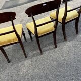 Lot de 3 chaises style victorien – acajou – assise velours jaune