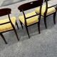 Set of 3 Victorian style chairs – mahogany – yellow velvet seat