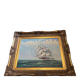 Maritime tableau 3 masts gold frame, sculpted