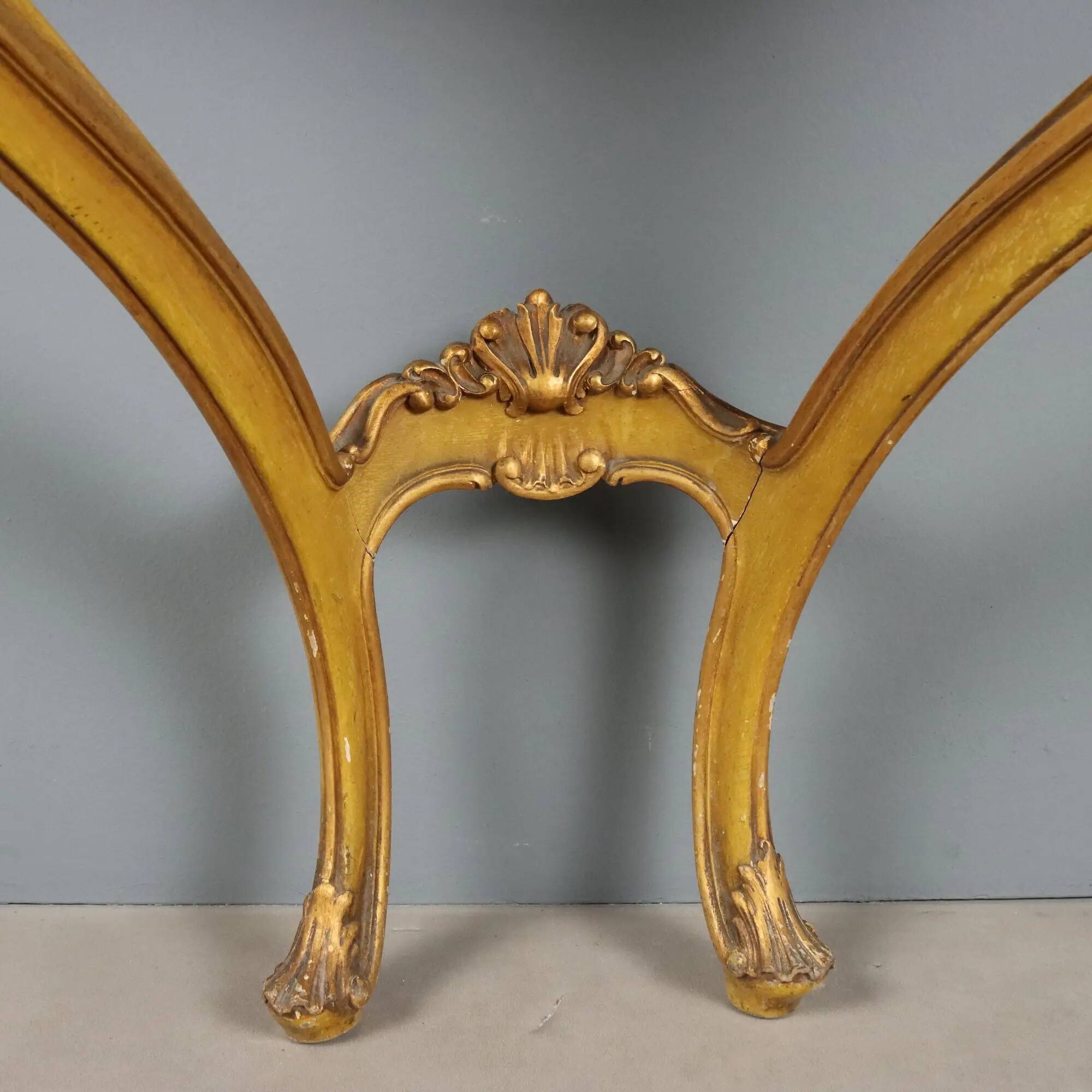 Antique console in carved gilded wood and marble, Italy, 19th century.