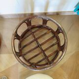 pretty pair of 2 bamboo and rattan stools with cushions - 80s - Vintage - set of 2