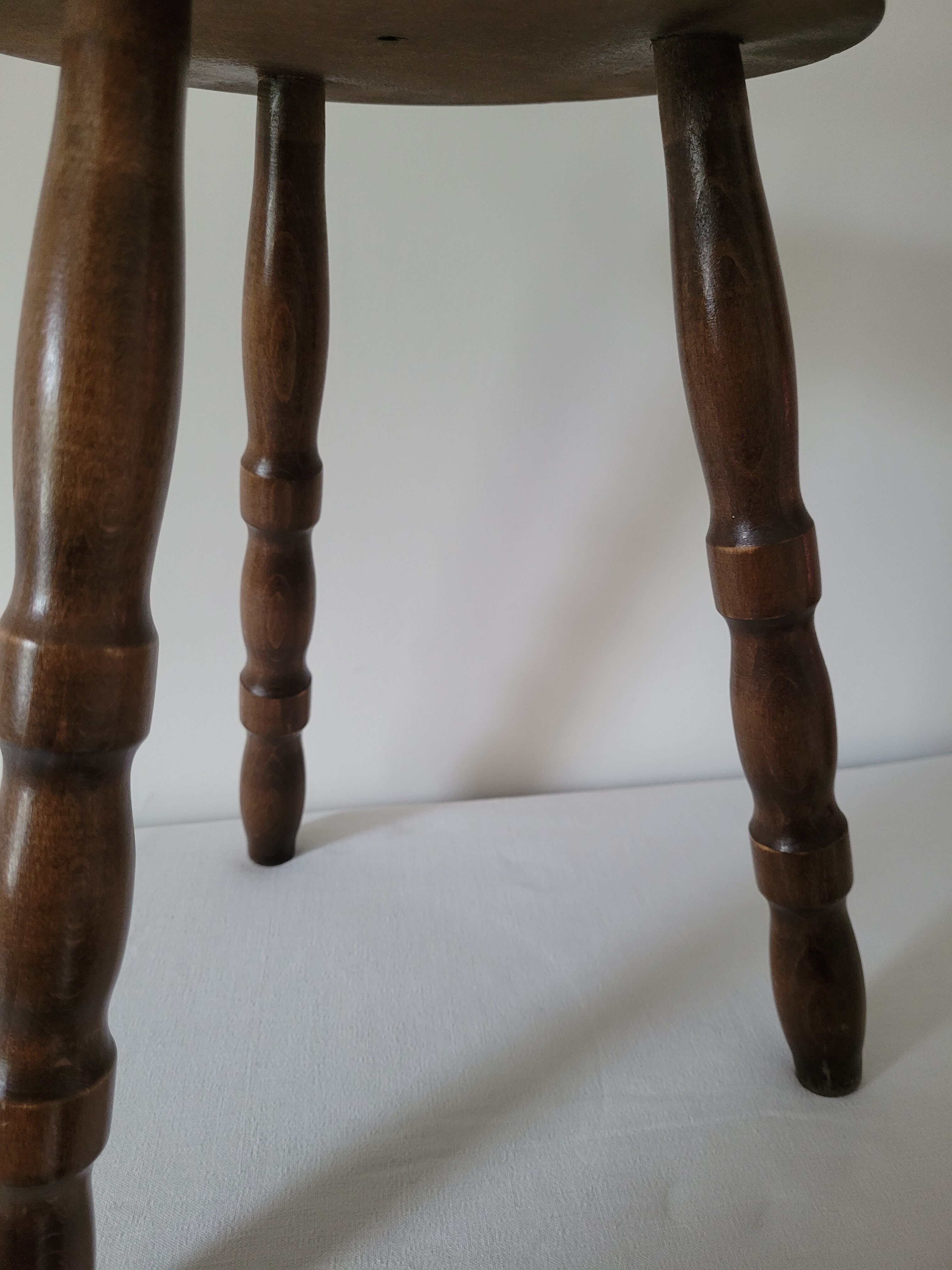 Brutalist stool in turned wood