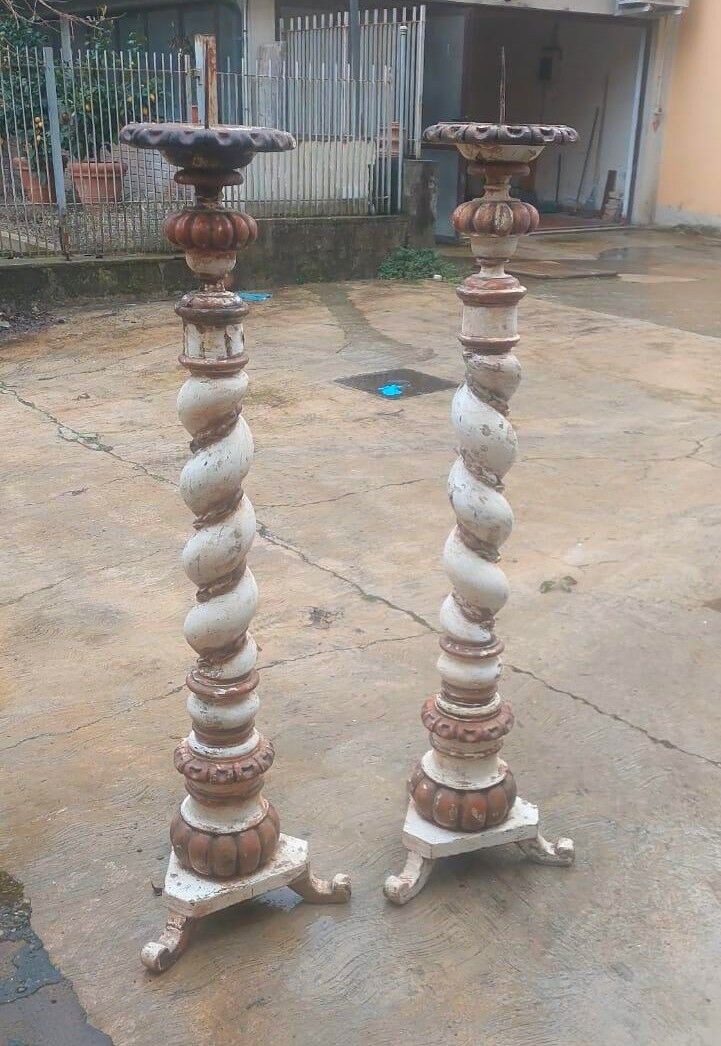 Pair of large antique torches from the 18th century.