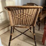 Set of 2 vintage rattan and wicker armchairs