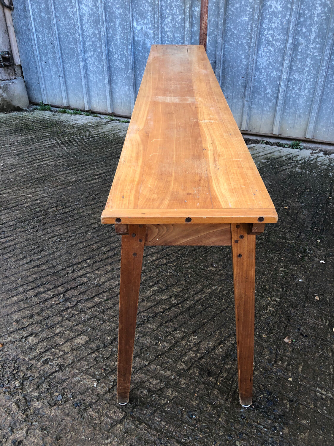 Table console vintage en hêtre massif