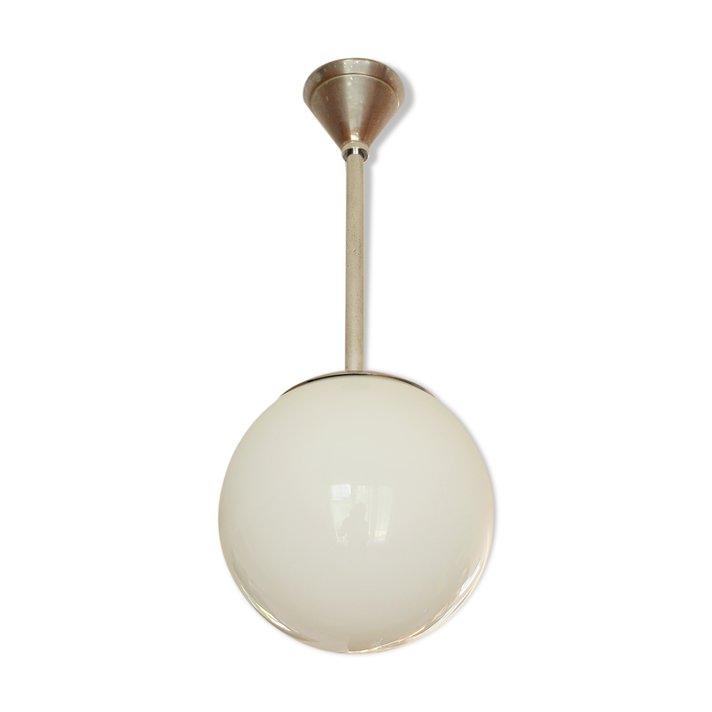 Art Deco globe hanging lamp in opaline,1940
