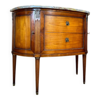 Louis XVI Style Mahogany Half Moon Chest of Drawers Stamped Mailfert
