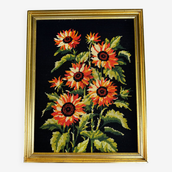 Canvas painting with sunflower