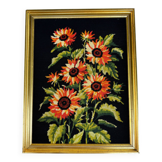 Canvas painting with sunflower