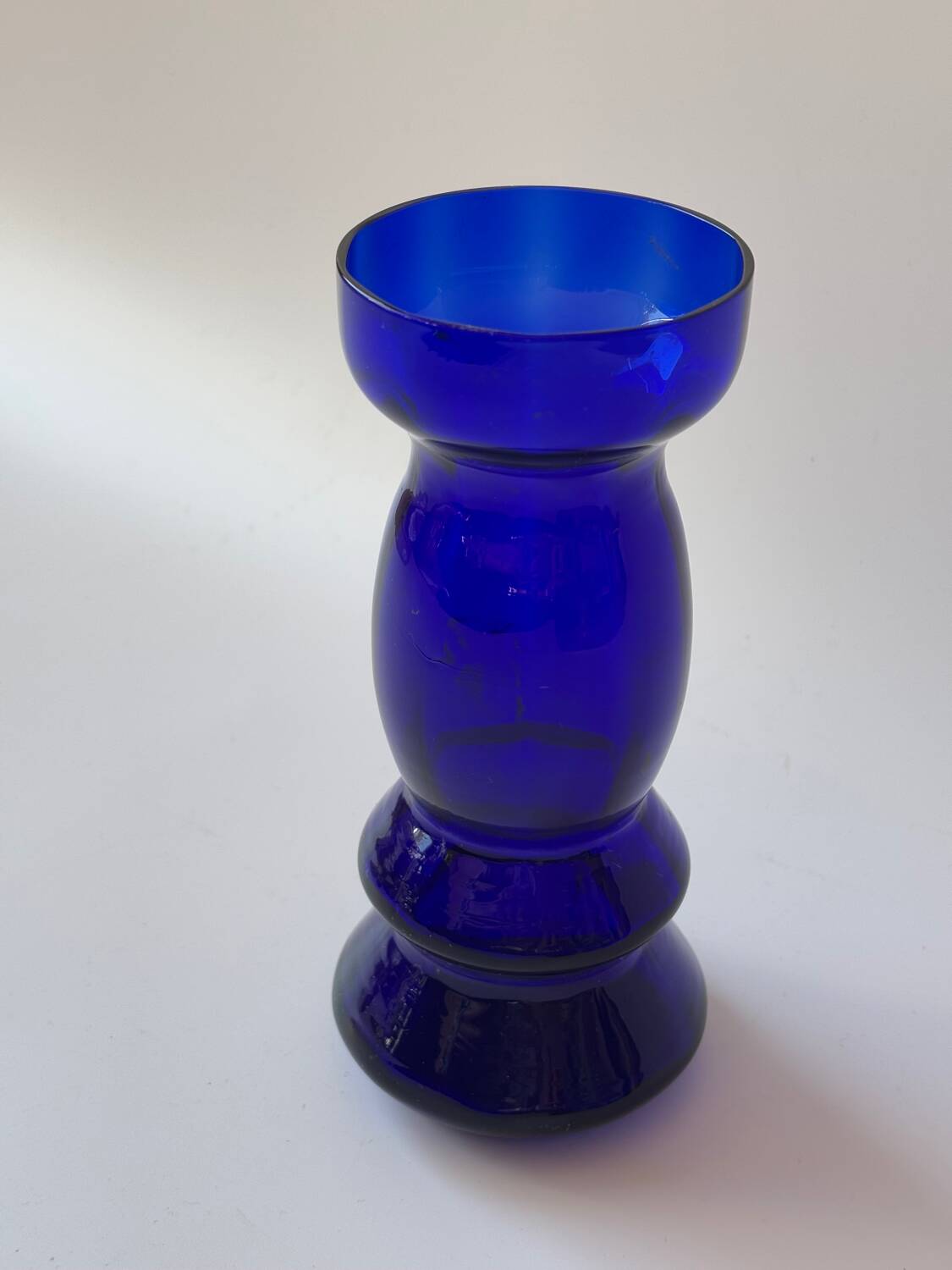 Cobalt blue blown glass vase 17.5cm