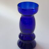 Vase en verre soufflé bleu cobalt 17,5cm