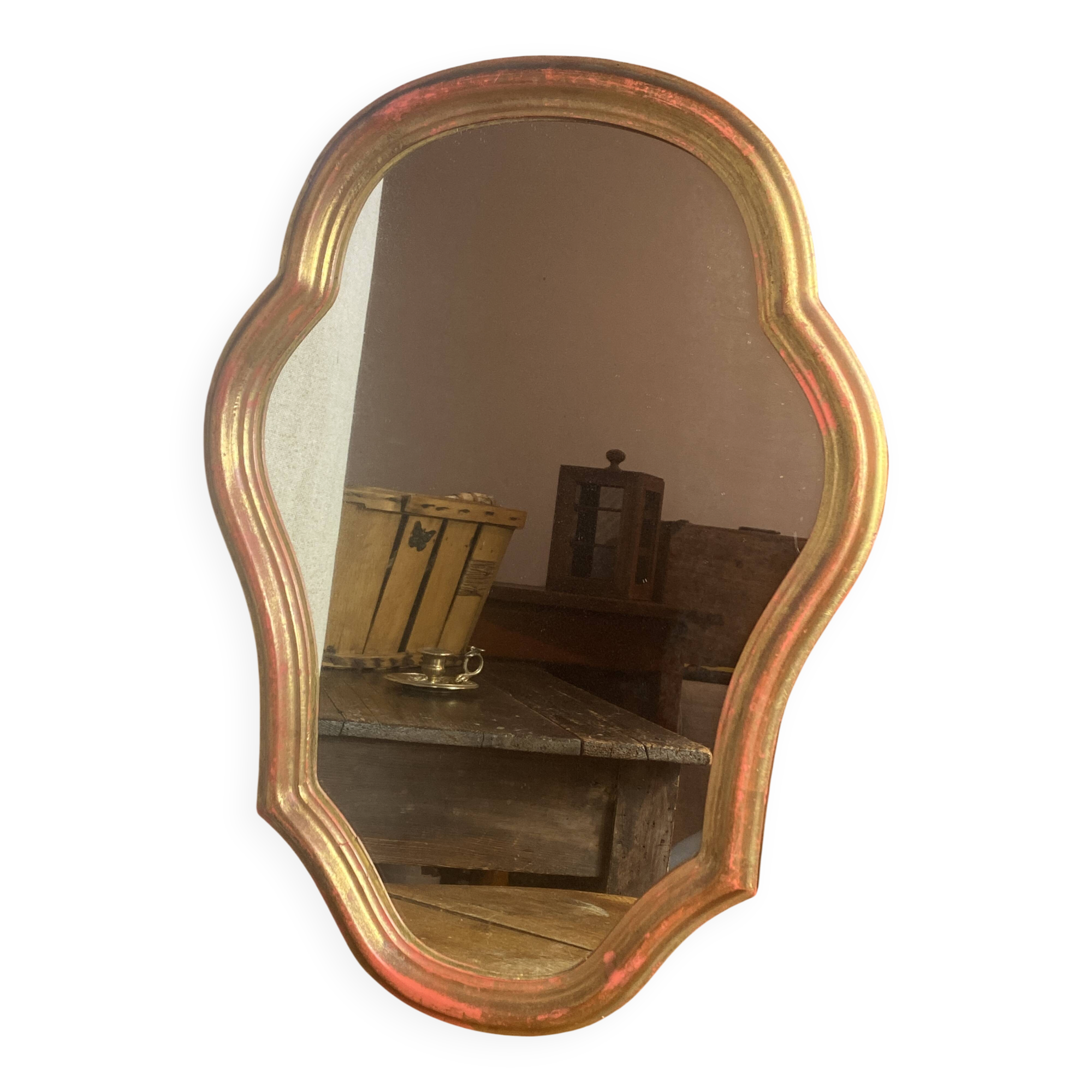 Golden wooden mirror