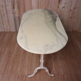 Bistro table with marble tray and wrought iron feet