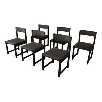 Set of six dining chairs designed by Jean Batenburg for MI, Belgium, circa 1969