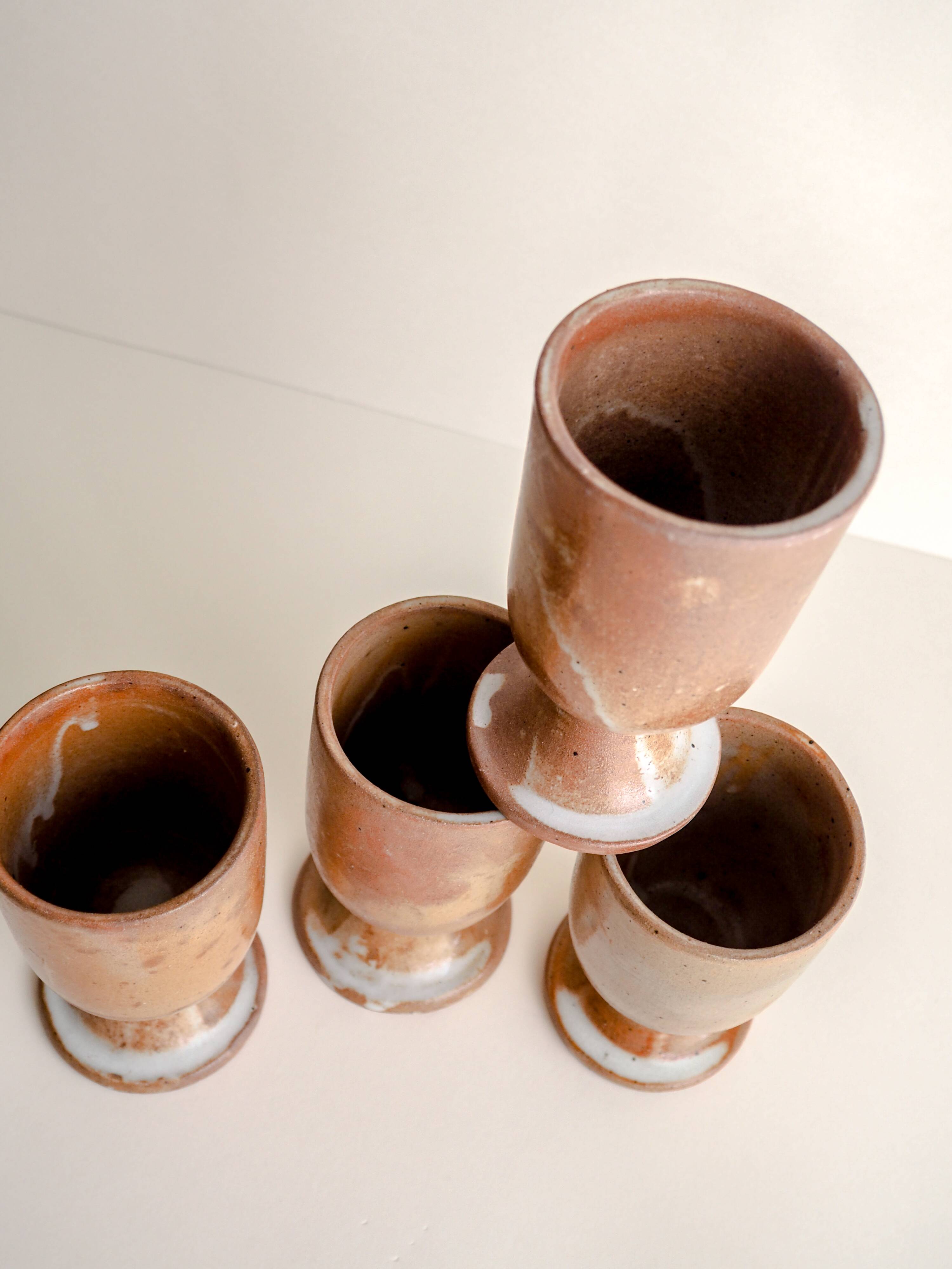 Set of 4 Mazagran stoneware mugs