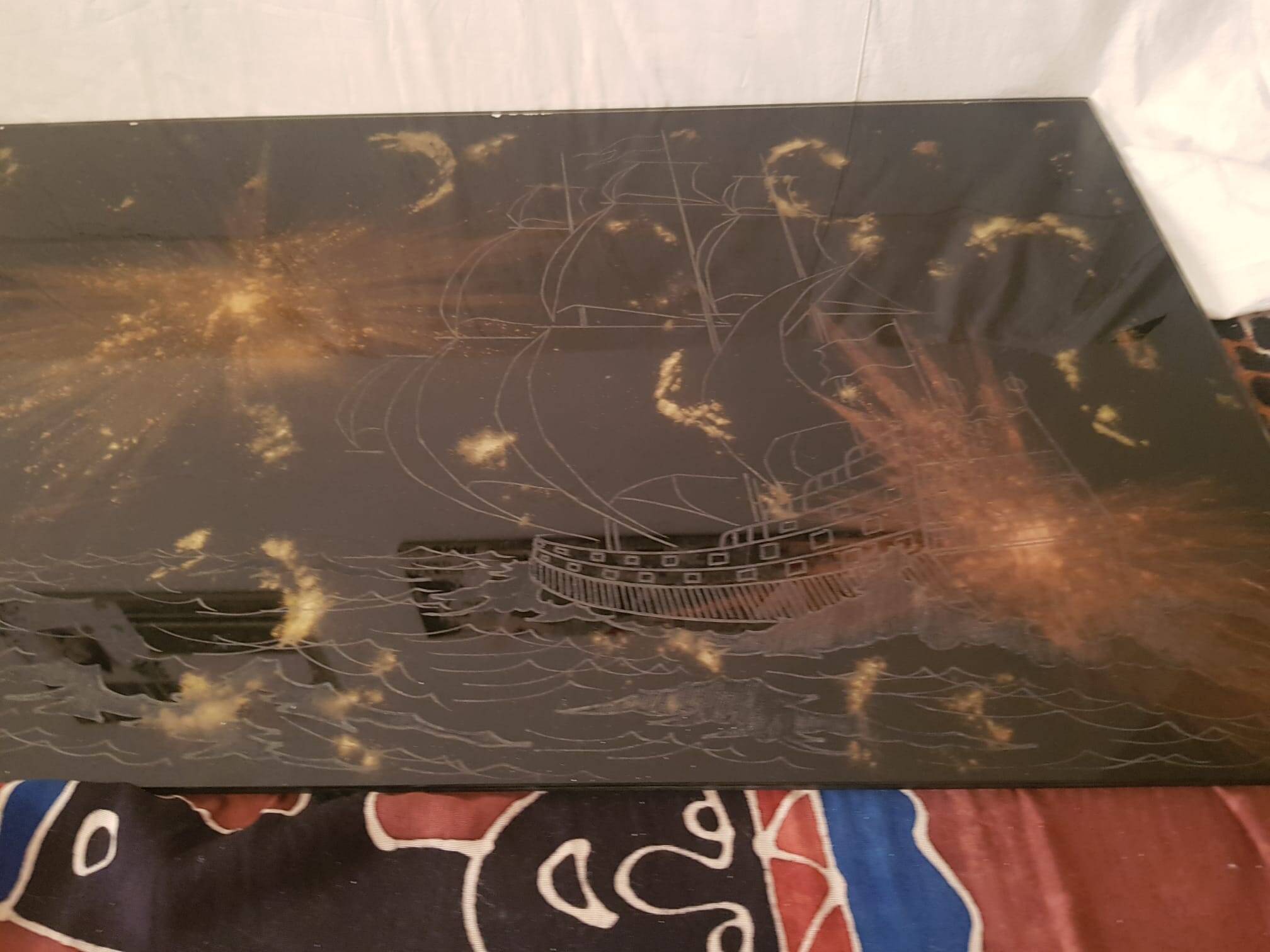 Gold and bronze powder table signed Lasco