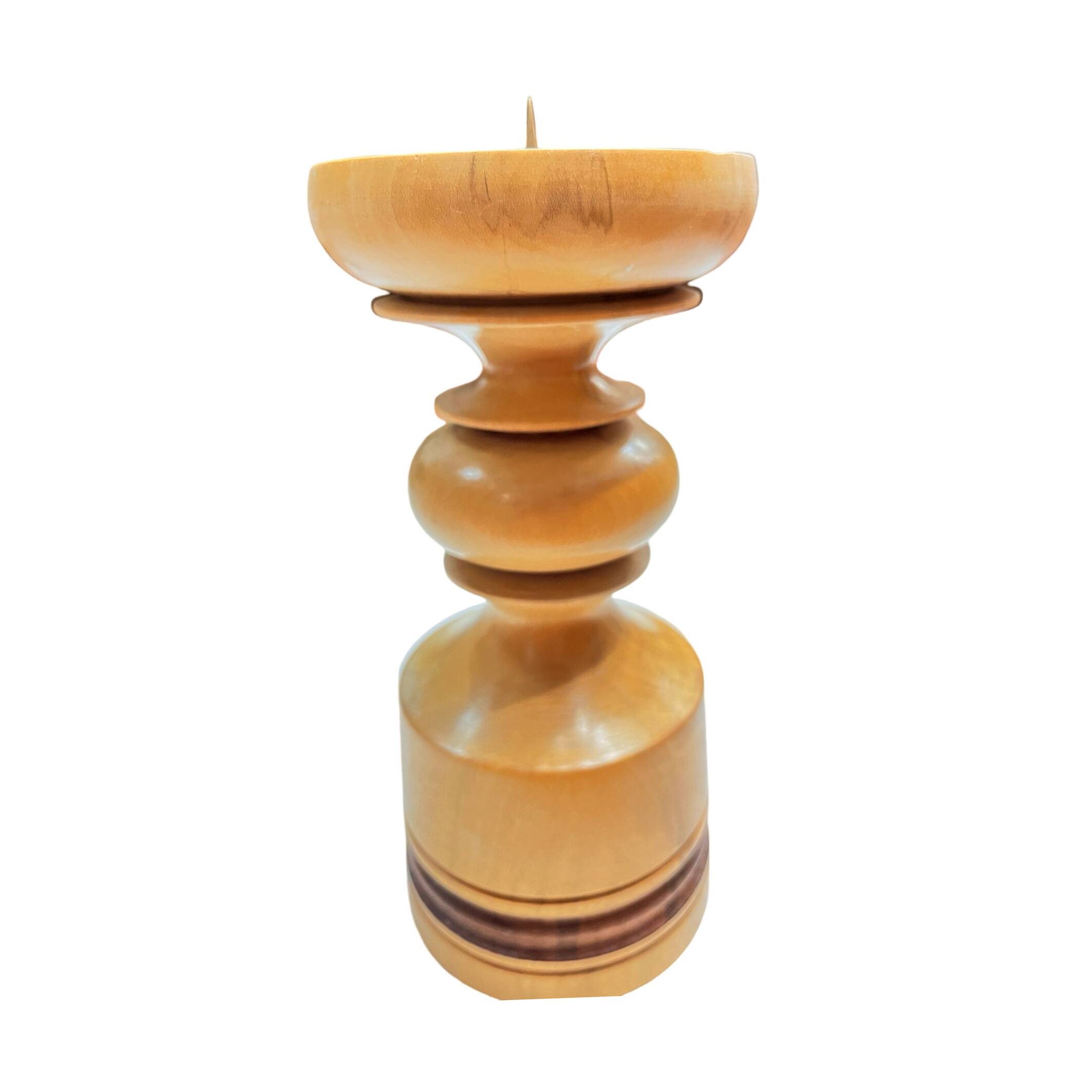 Large, turned wooden candlestick, Belgium, 1970s.