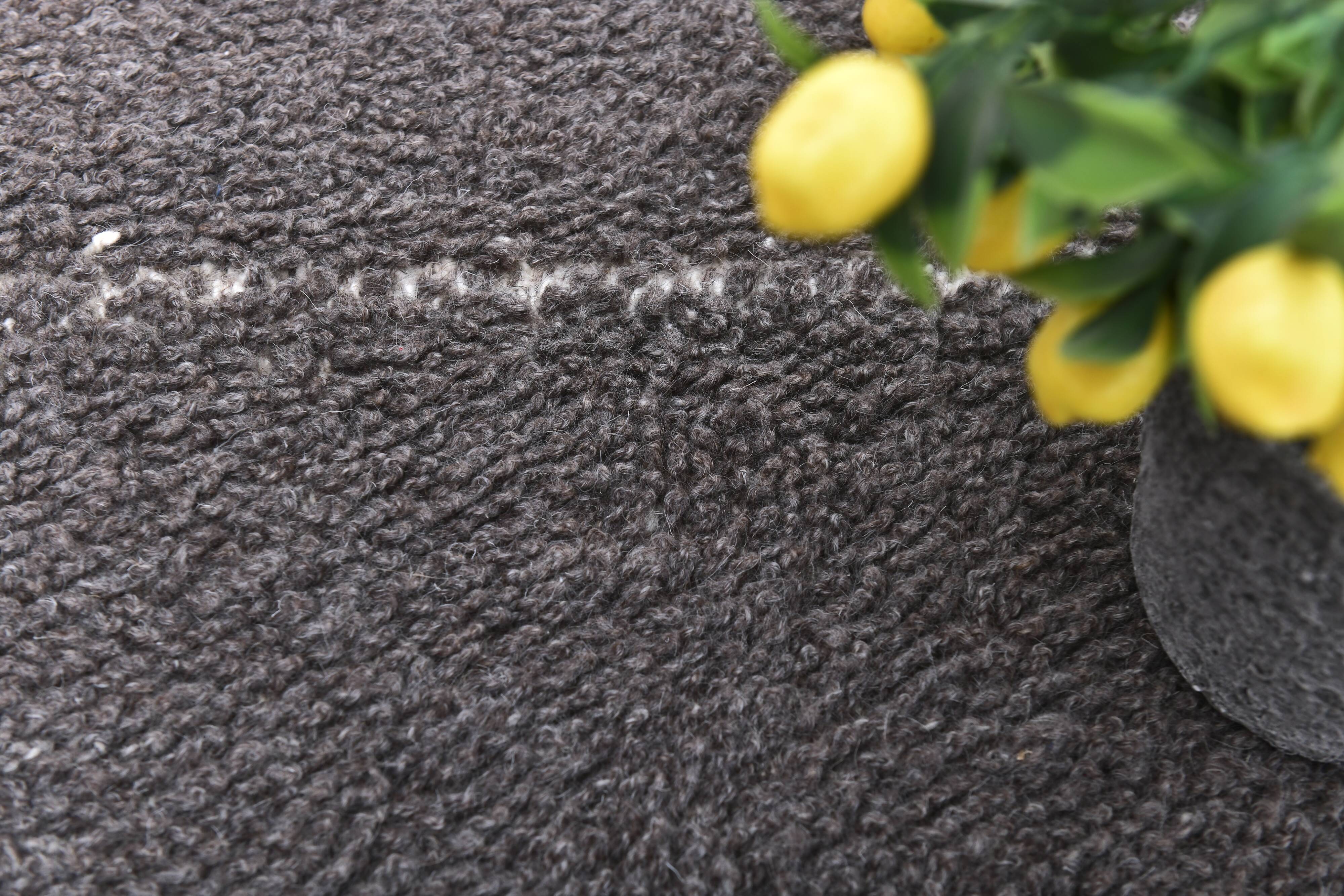 4x7 Soft Pastel Brown Wool Moroccan Rug, 128x211Cm