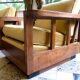Antique Art Deco cubic-shaped armchairs in walnut and velvet, Germany, 1920s, set of 2
