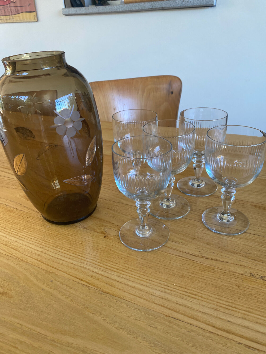 5 blown glass stemware