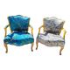 Restyled pair of cabriolet armchairs