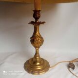 Bronze lamp 1960s Louis XV style / Rocaille with lampshade - H 60 cm