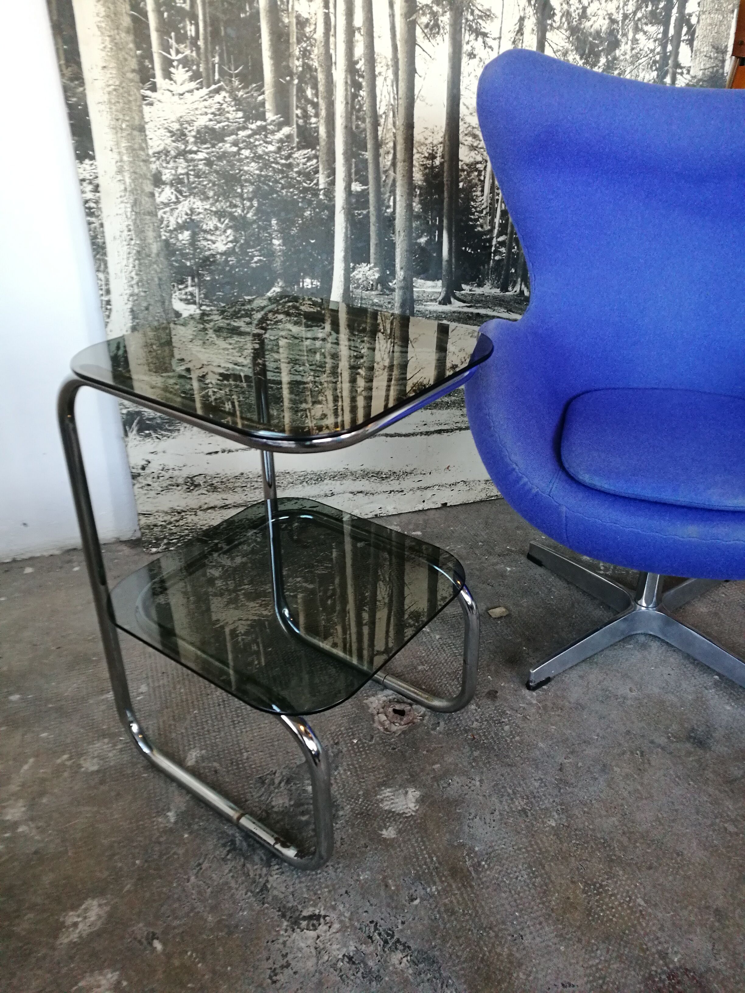 Chrome and glass bedside