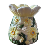 Bougeoir en barbotine fleur