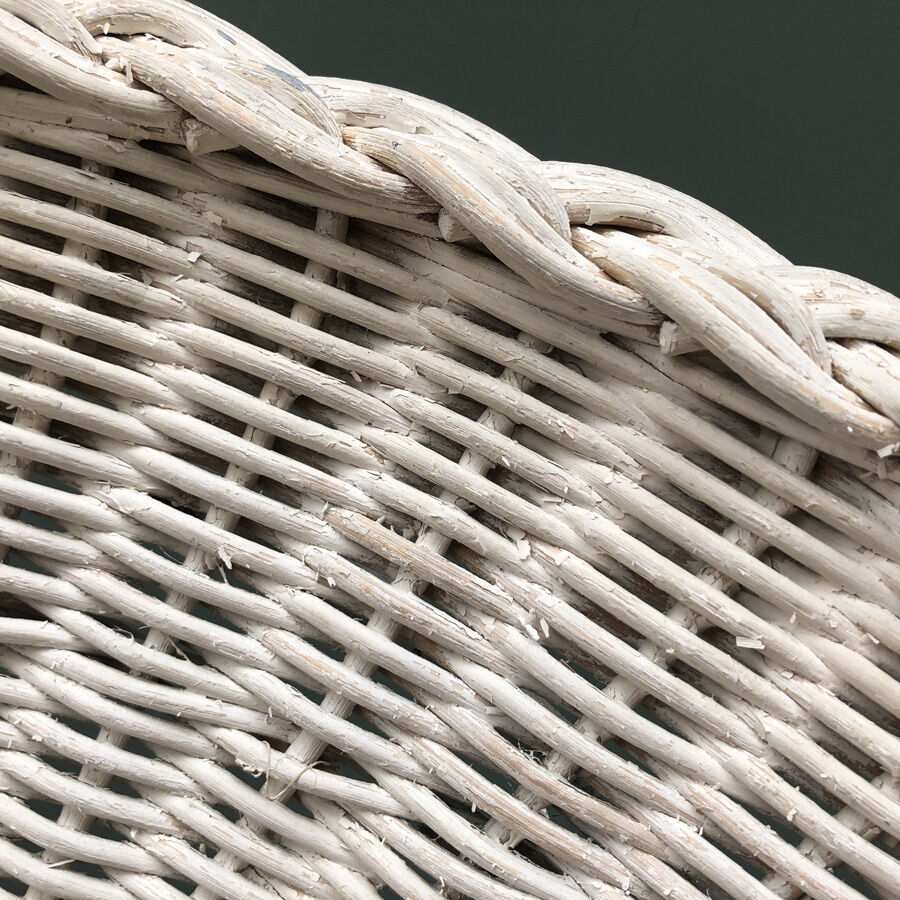 Pair of vintage white rattan armchairs