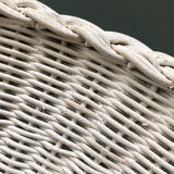 Pair of vintage white rattan armchairs