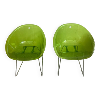 Chaises plexi verte