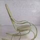 1960s rocking chair in brass and ecru imitation leather