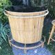 Rattan and bamboo bar & his 2 stools vintage 1950