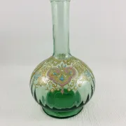 Moser Type Green Enamelled Glass Ball Vase Soliflore - 1900