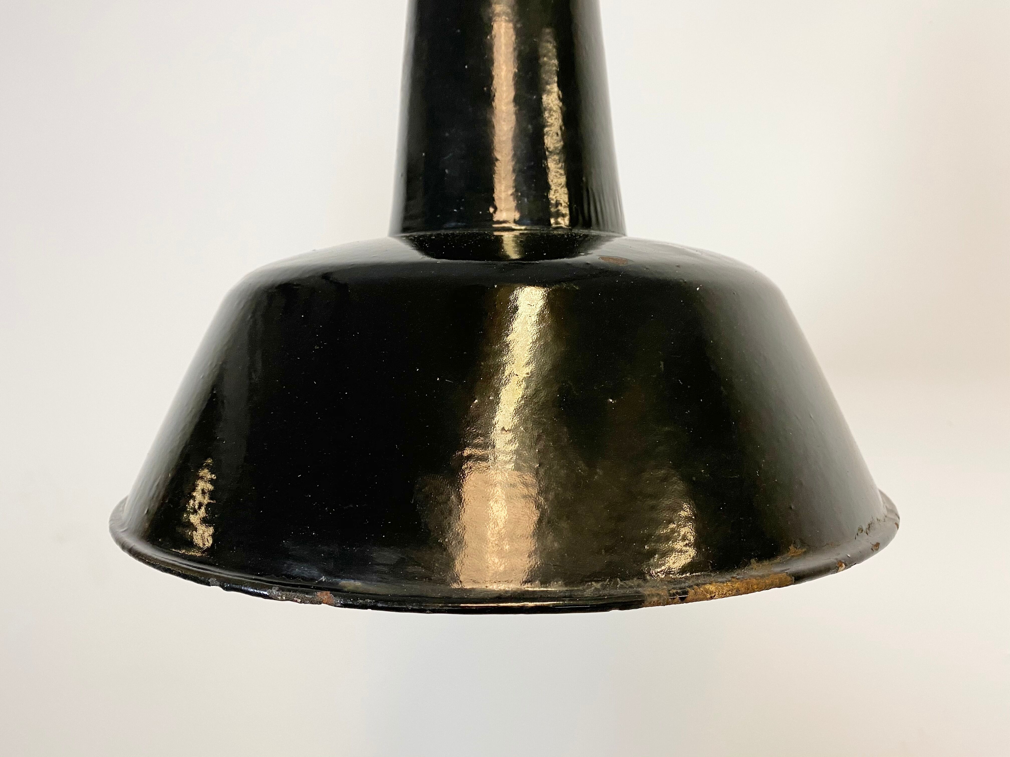 Vintage Black Industrial Ceiling Lamp, 1930s
