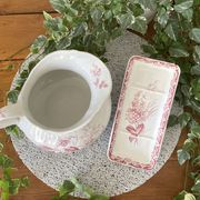 Antique earthenware jug & brush holders from Creil & Montereau