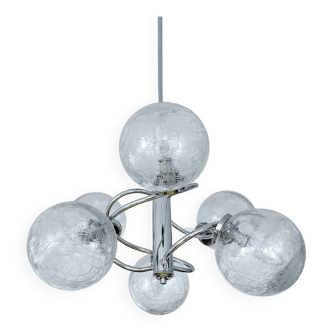 Suspension Vintage Verre Bulle et Chrome