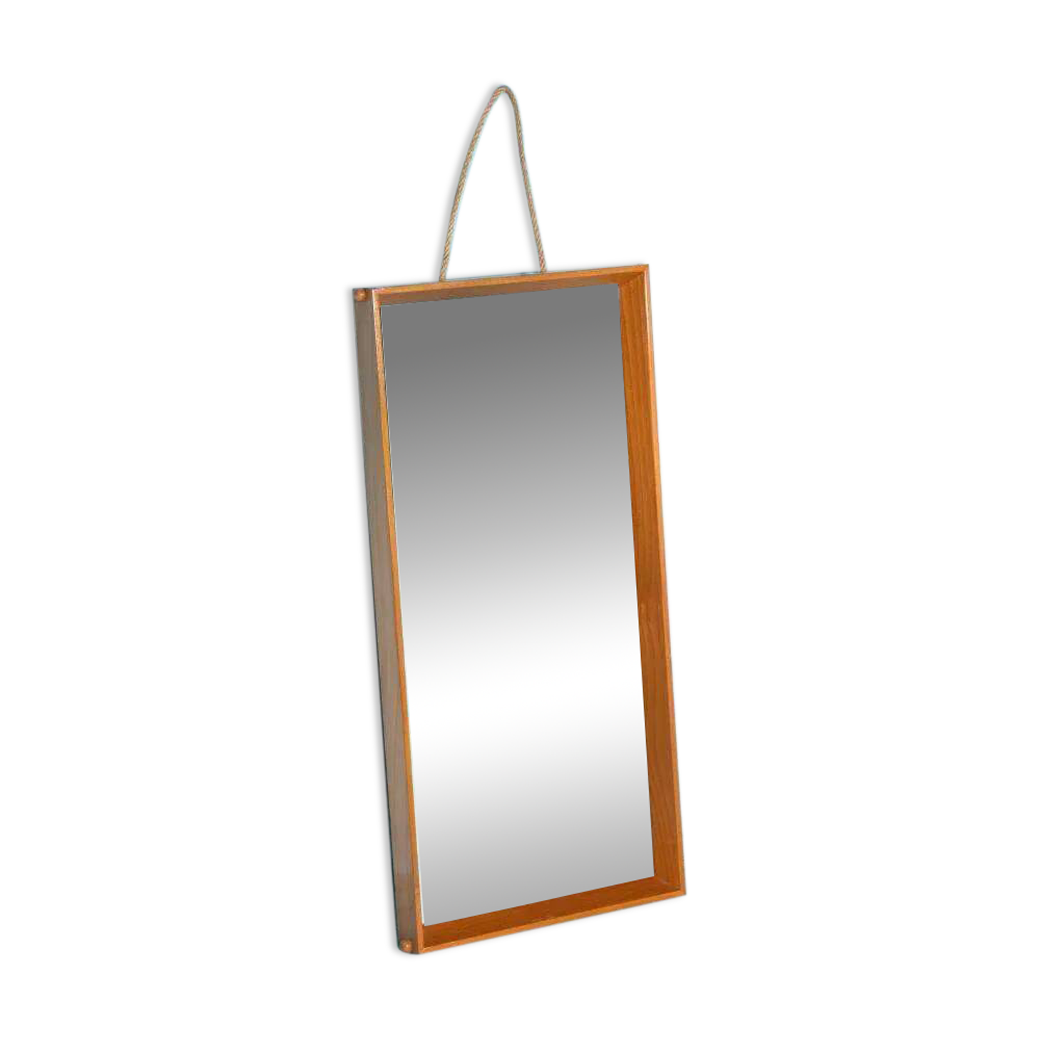 Wooden Japandi Scandinavian mirror from the 70s, minimalist mirror.