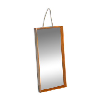 Wooden Japandi Scandinavian mirror from the 70s, minimalist mirror.