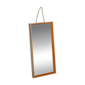 Wooden Japandi Scandinavian mirror from the 70s, minimalist mirror.