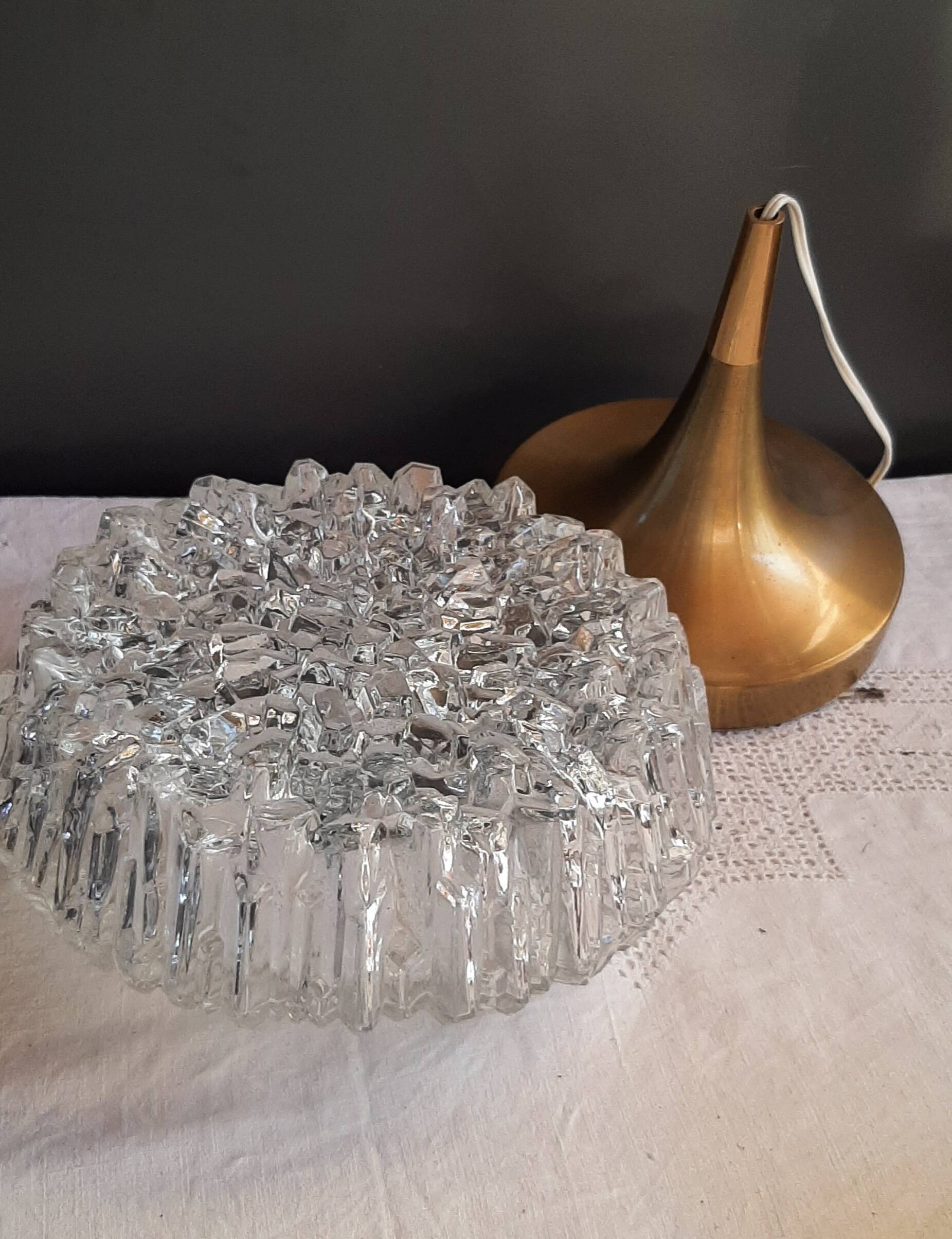 Brass and glass ceiling light