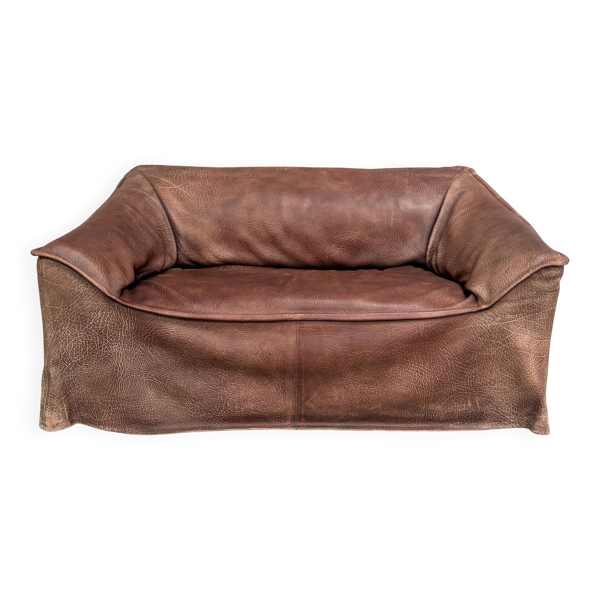 Canapé en cuir vintage 2 places par Lesser, années 1970 (2 sur 2)