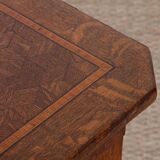 Square game table in marquetry, early 20th century