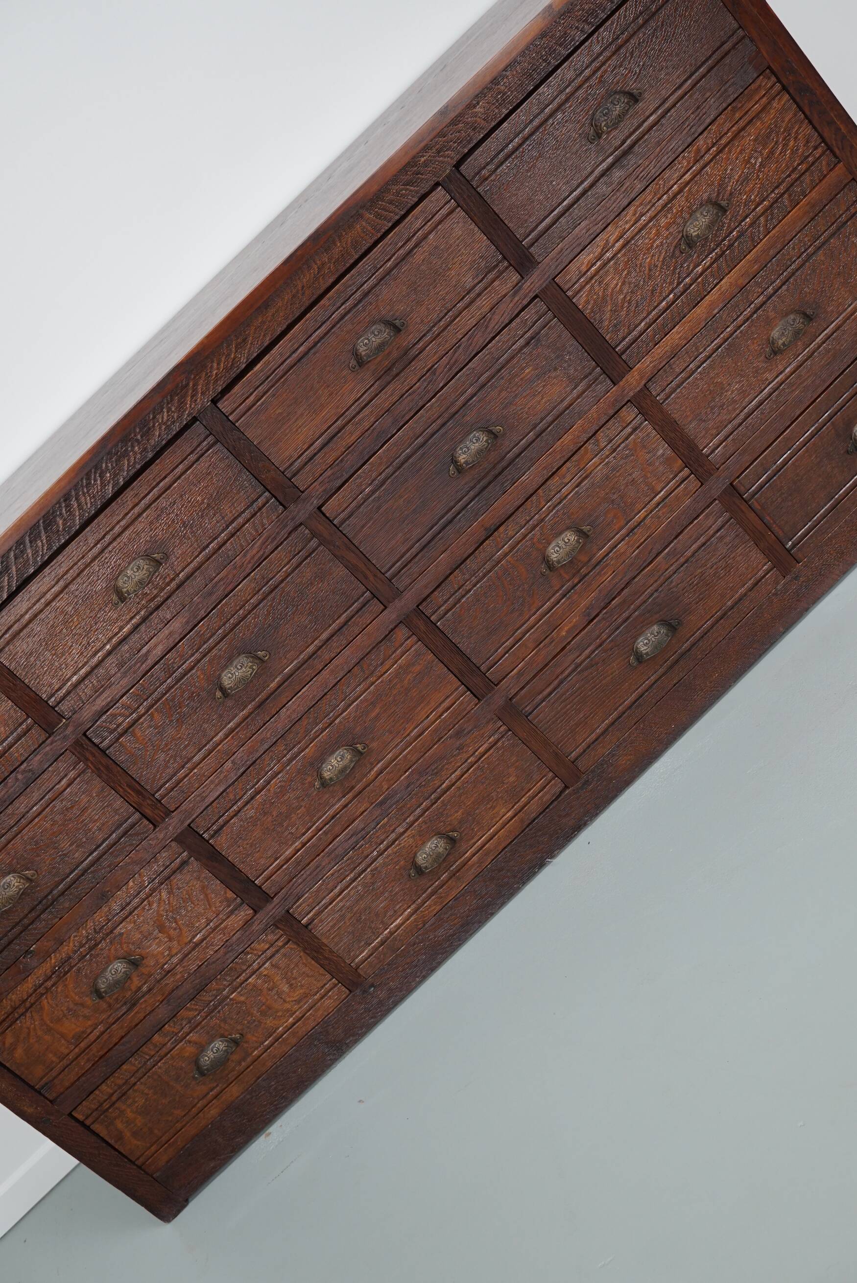 French Restored Oak Hardware Store Apothecary Cabinet, 1920/1930s