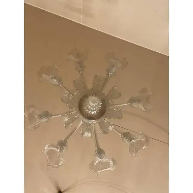 Italian Style Murano Glass in Transparent and Sand Chandelier by Simoeng