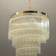 Mid-century italian brass acrylic chandelier lamp