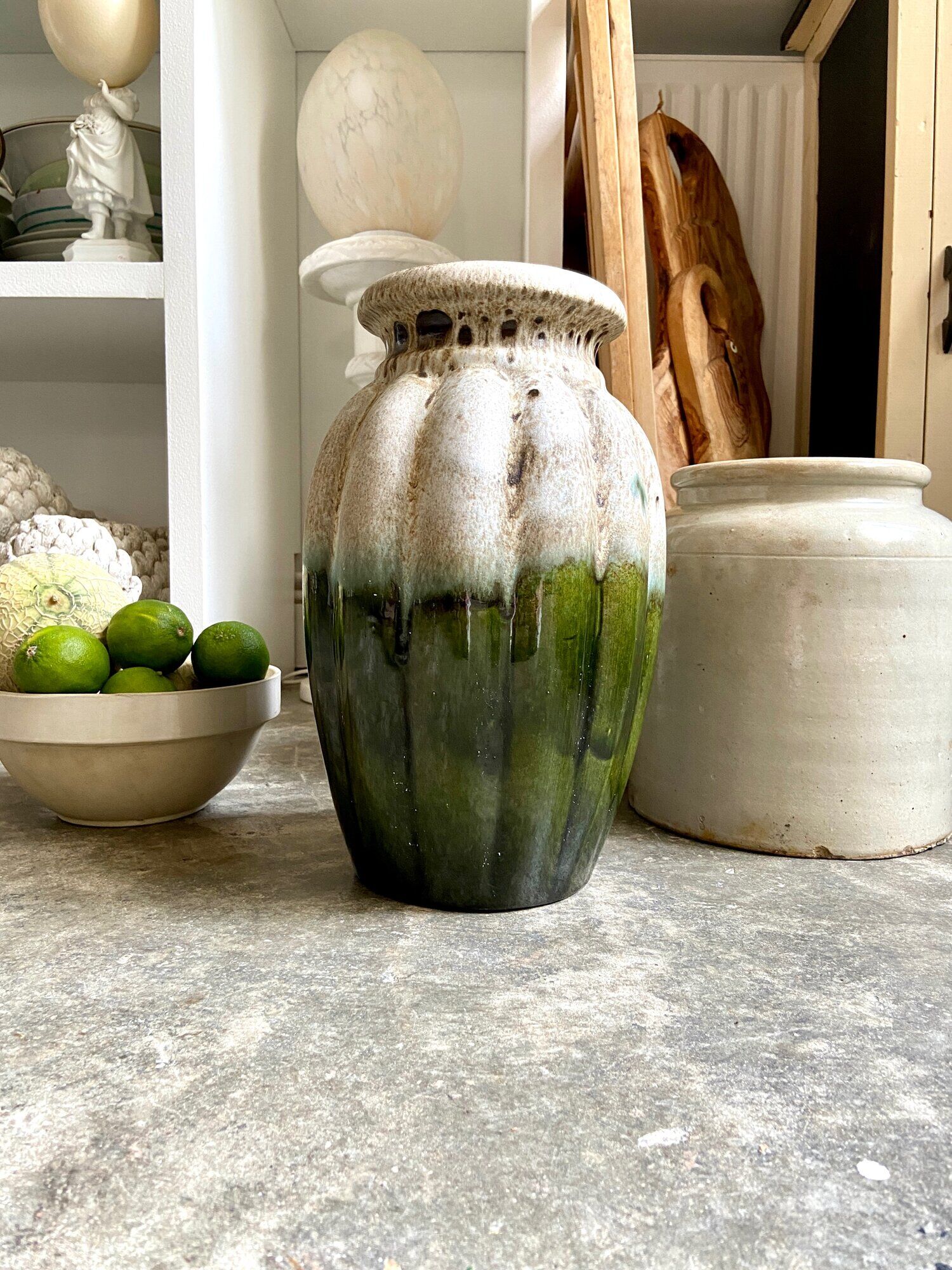W. Germany vase in brown and green glazed ceramic