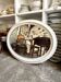 Oval mirror in pearl-coloured stucco 85 x 114 cm